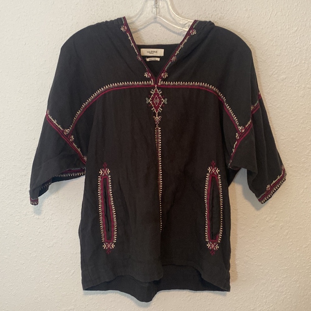 ETOILE ISABEL MARANT Mekki Half-Sleeve Hooded Blouse with Embroidery - Picture 5 of 10